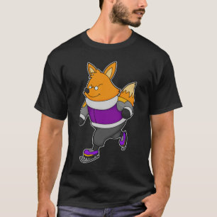 Fox at Ice skating with Ice skates & Glasses T-Shirt