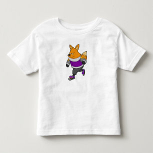 Fox at Ice skating with Ice skates & Glasses Toddler T-shirt