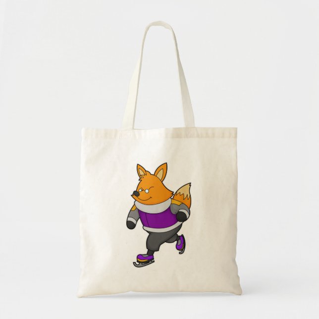 Fox at Ice skating with Ice skates & Glasses Tote Bag (Front)
