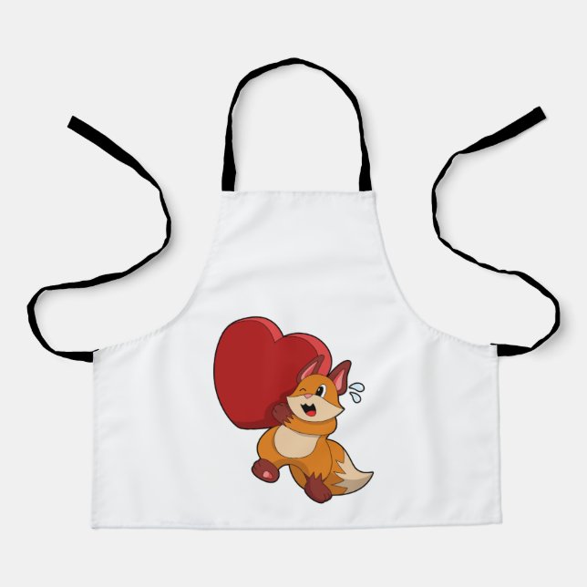 Fox at Love with Heart Apron (Front)