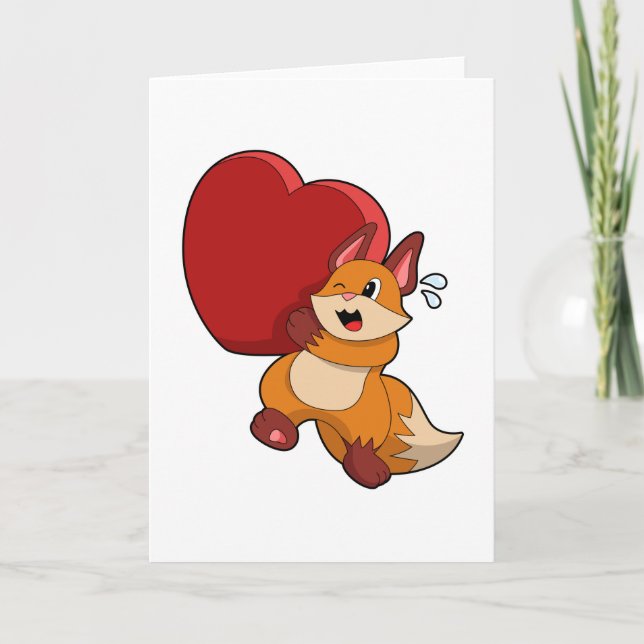 Fox at Love with Heart Card (Front)