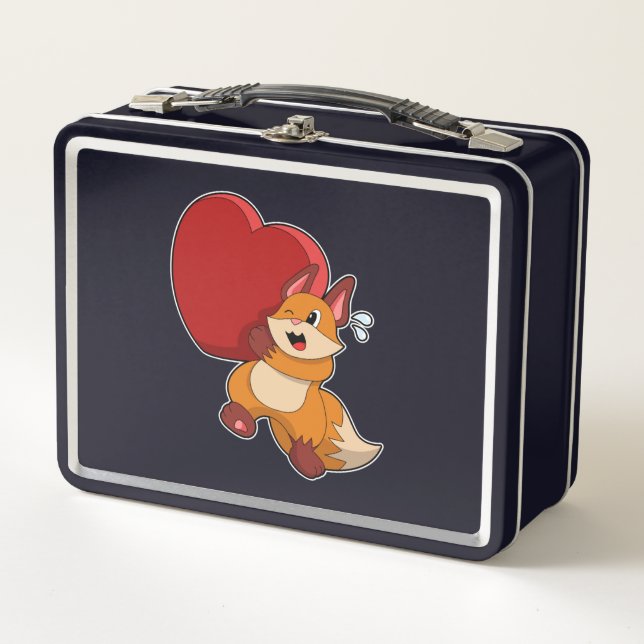 Fox at Love with Heart Metal Lunch Box (Front)