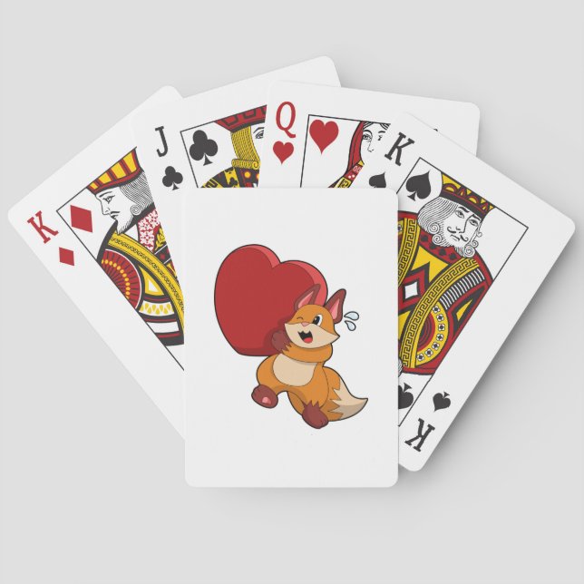 Fox at Love with Heart Playing Cards (Back)