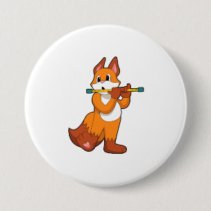 Fox at Music with Flute.PNG 3 Inch Round Button