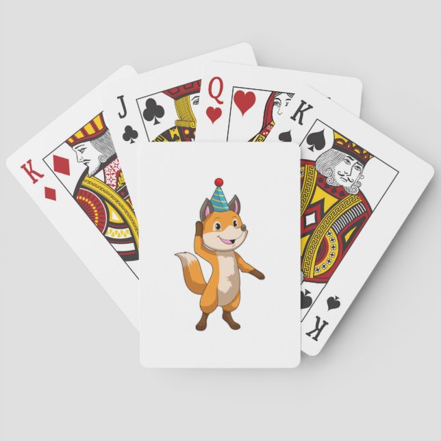 Fox at Party with Party hat Playing Cards (Back)