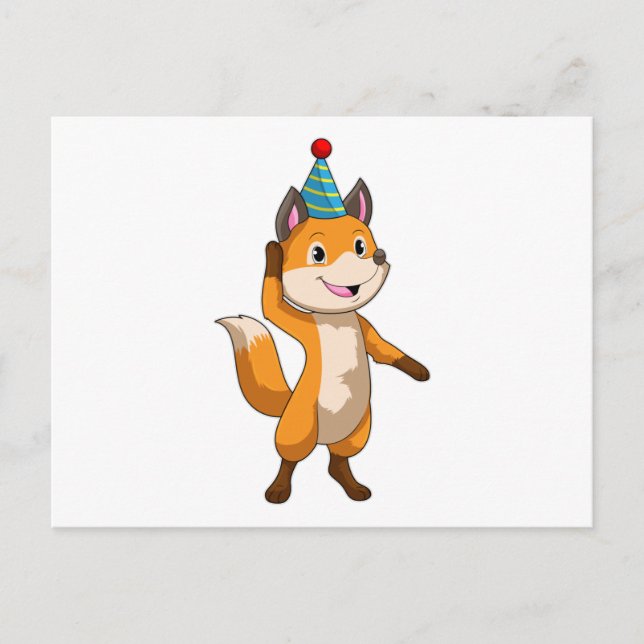 Fox at Party with Party hat Postcard (Front)
