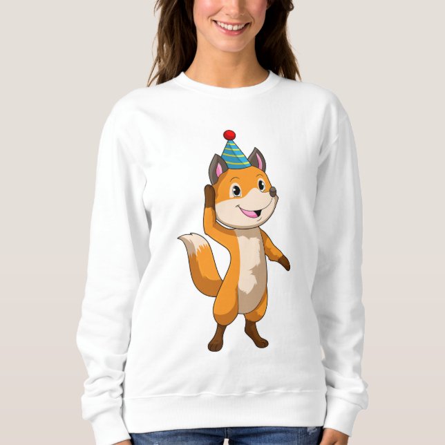 Fox at Party with Party hat Sweatshirt (Front)