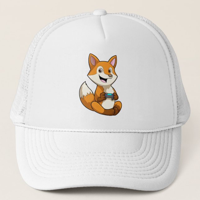 Fox at Playing with Controller Trucker Hat (Front)