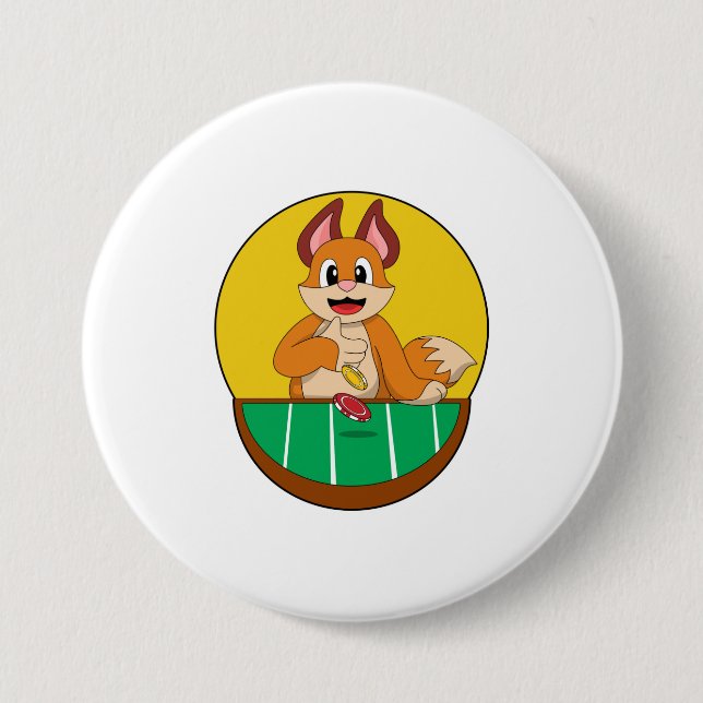 Fox at Poker with Poker chips 3 Inch Round Button (Front)