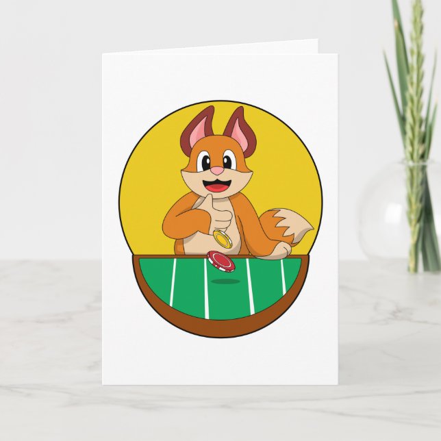 Fox at Poker with Poker chips Card (Front)