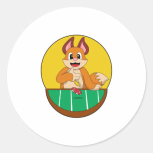 Fox at Poker with Poker chips Classic Round Sticker