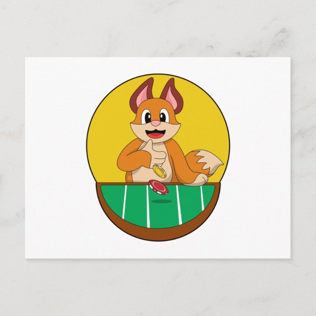 Fox at Poker with Poker chips Postcard (Front)