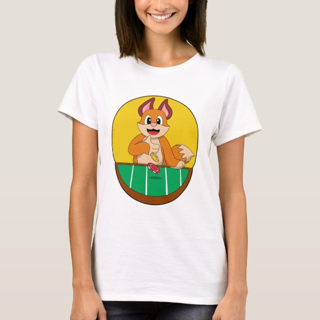 Fox at Poker with Poker chips T-Shirt (Front)
