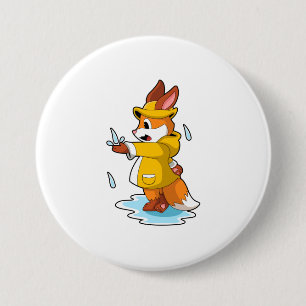 Fox at Rain with Rain drops 3 Inch Round Button