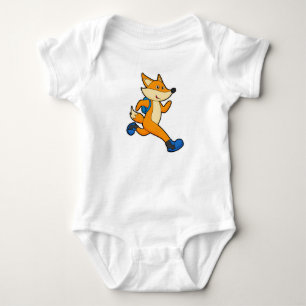 Fox at Running with Backpack Baby Bodysuit