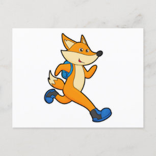 Fox at Running with Backpack Postcard
