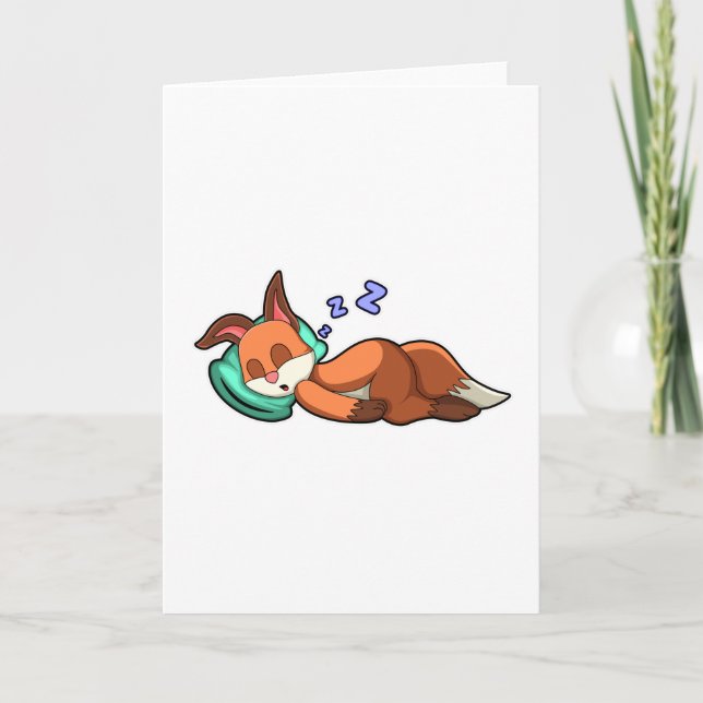 Fox at Sleeping with Pillow Card (Front)