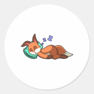 Fox at Sleeping with Pillow Classic Round Sticker