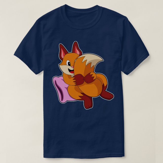 Fox at Sleeping with Pillow T-Shirt (Design Front)