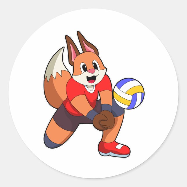 Fox at Volleyball Sports Classic Round Sticker (Front)