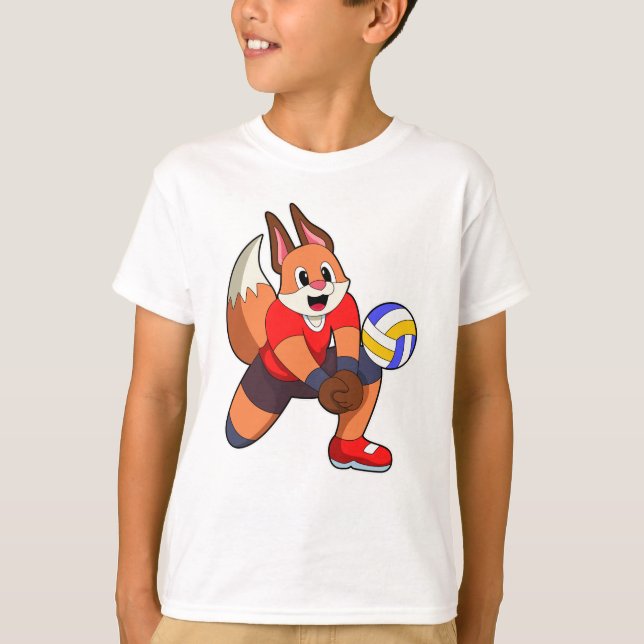 Fox at Volleyball Sports T-Shirt (Front)