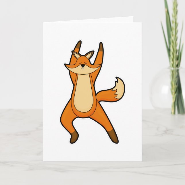 Fox at Yoga Stretching exercise Card (Front)