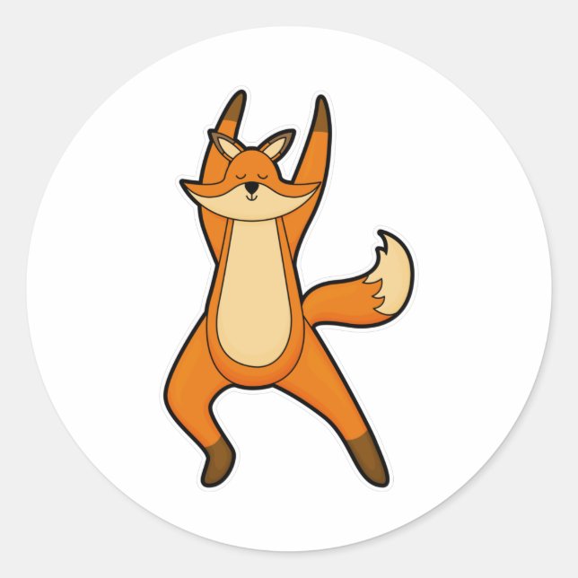 Fox at Yoga Stretching exercise Classic Round Sticker (Front)