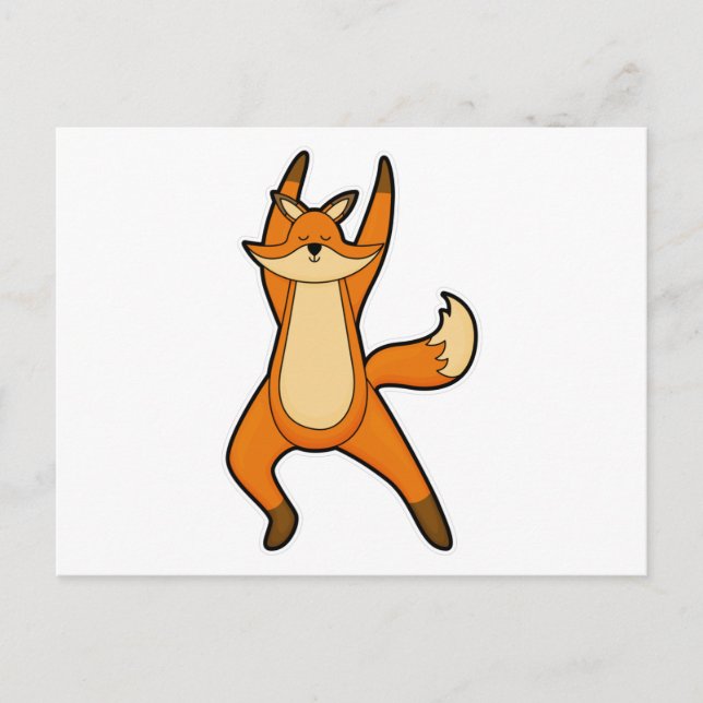 Fox at Yoga Stretching exercise Postcard (Front)