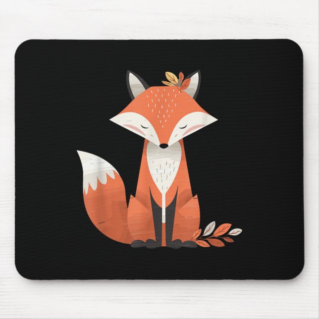 Fox Autumn Leaves Cute Animal Woodland Fall Nature Mouse Pad (Front)