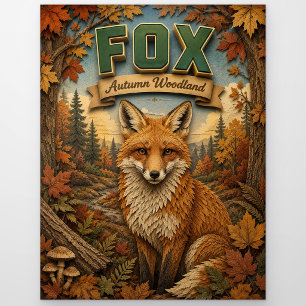 Fox Autumn Woodland POPCUT Postcard