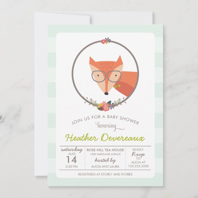 Fox Baby Boy Baby Shower Invitation (Front)