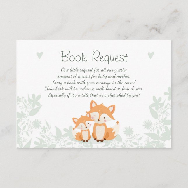 Fox Baby shower Apportez une carte de livre Woodla (Devant)