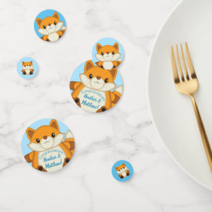 Fox Baby Shower Blue Woodland Confetti