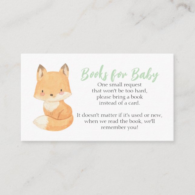 Fox Baby Shower Book Request Enclosure Card (Front)