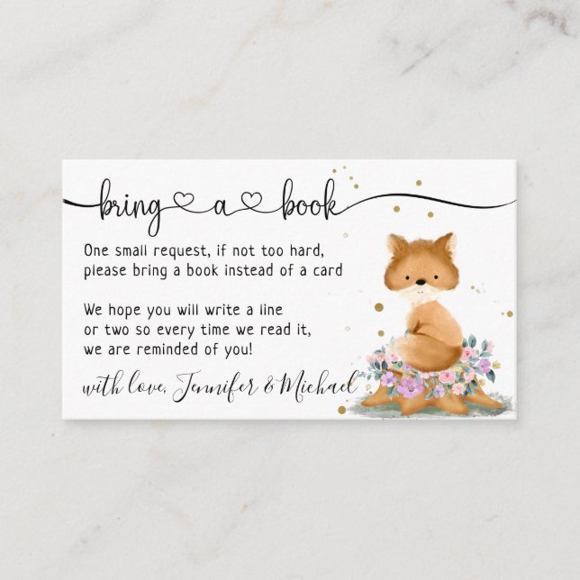 Fox Baby Shower Bring a book Enclosure Card (Front)