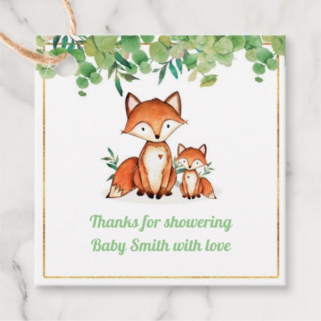 Fox Baby Shower Favour Tags (Front)