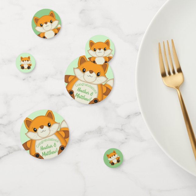 Fox Baby Shower Green Confetti (Group)