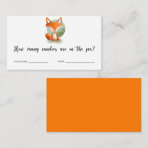 Fox - baby shower guess how many candies enclosure card