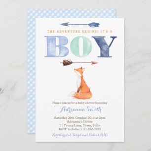 fox baby shower invites, boy fall baby sprinkle invitation