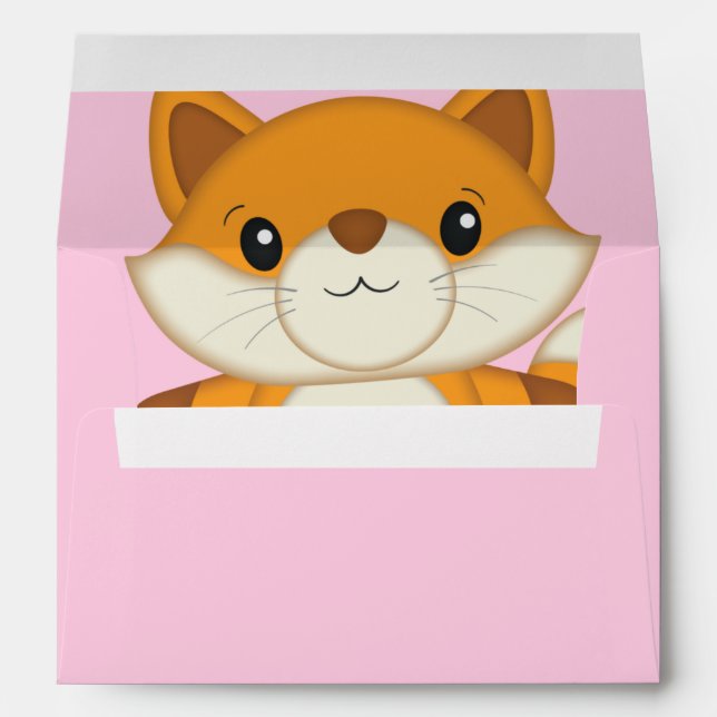 Fox Baby Shower Pink Envelope (Back (Bottom))