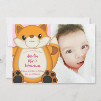 Fox Baby Shower Pink Invitation