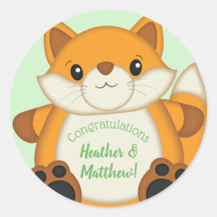 Fox Baby Shower Woodland Animal Classic Round Sticker