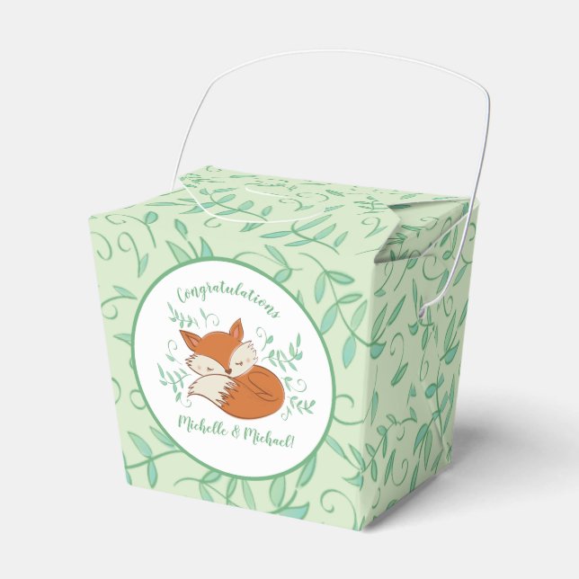 Fox Baby Shower Woodland Animals Favor Box (Front Side)