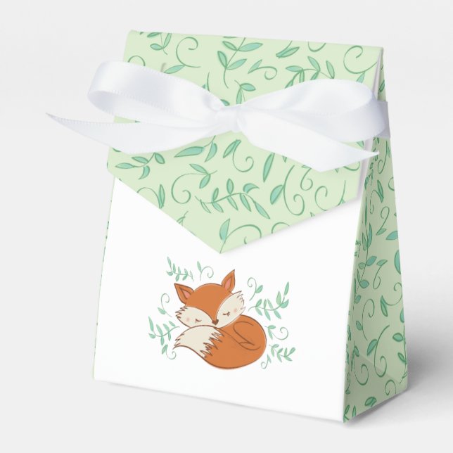 Fox Baby Shower Woodland Animals Favor Box (Front Side)