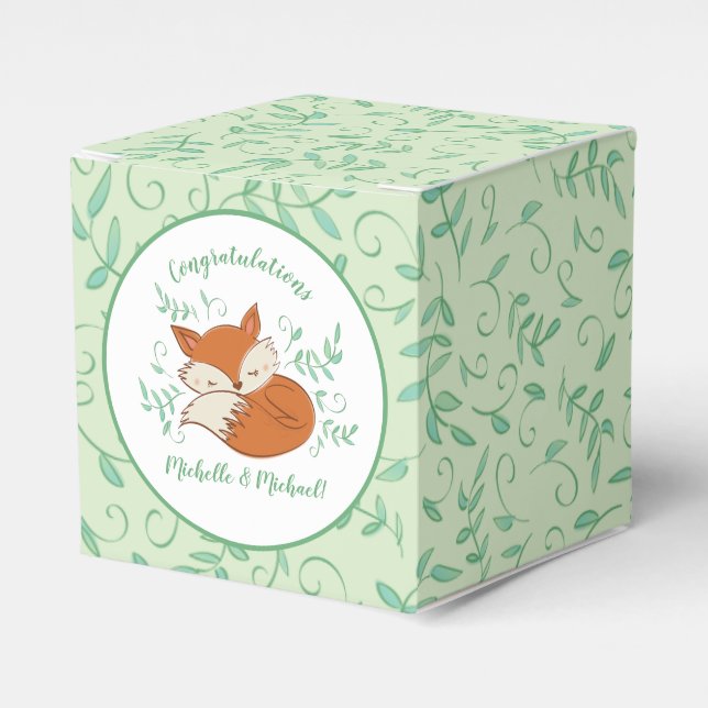 Fox Baby Shower Woodland Animals Favor Box (Front Side)