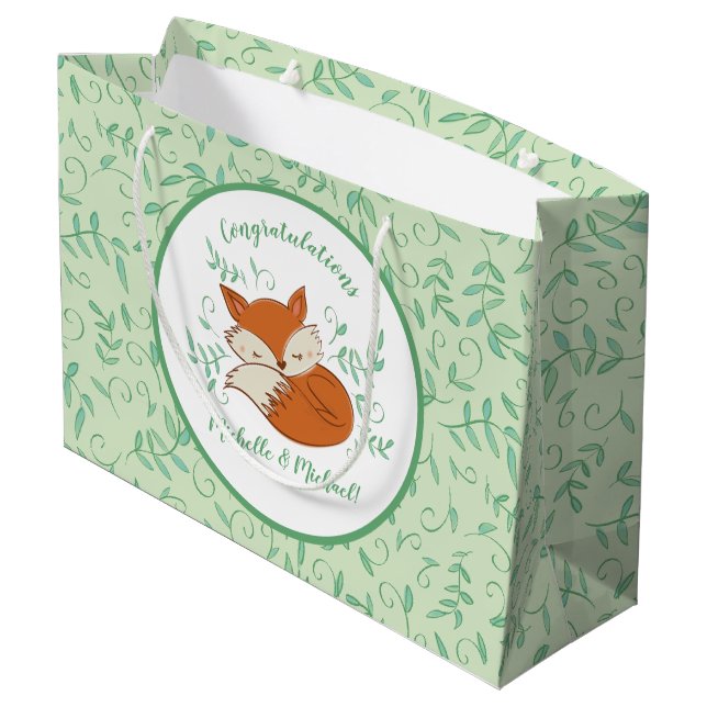 Fox Baby Shower Woodland Animals Large Gift Bag (Back Angled)