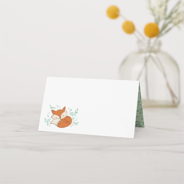 Fox Baby Shower Woodland Animals Place Card (Front)