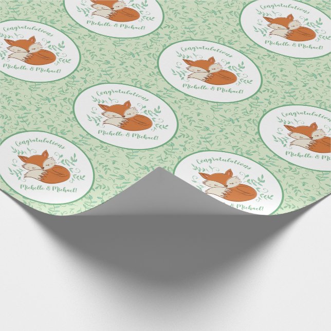 Fox Baby Shower Woodland Animals Wrapping Paper (Corner)
