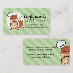 Fox bakery chocolate chip cookie business card