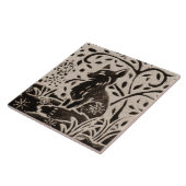 Fox Batik Stoneware Woodland Animal Tan Grey Brown Tile (Side)